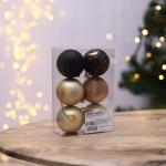 Ёлочные шары новогодние «Время вечеринки», на Новый год, пластик, d=6, 6 шт., чёрный и жемчужный
