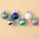 Ёлочные шары новогодние, на Новый год, пластик, d=3 см, 28 шт., цвет синий, серебристый, голубой и белый