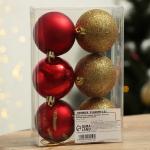 Ёлочные шары новогодние «Мечтай!!», на Новый год, пластик, d=6, 6 шт., цвет красный и золотой