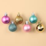 Ёлочные шары новогодние, на Новый год, пластик, d=3 см, 28 шт., цвет голубой, розовый и золотой