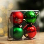 Ёлочные шары новогодние «Исполнения желаний!», на Новый год, пластик, d=6, 4 шт., цвет зелёный и красный