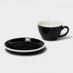 Кофейная пара фарфоровая Magistro Coffee time, 2 предмета: чашка 200 мл, блюдце d=14,5 см, цвет чёрный