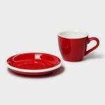 Кофейная пара фарфоровая Magistro Coffee time, 2 предмета: чашка 80 мл, блюдце d=11,5 см, цвет красный