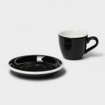 Кофейная пара фарфоровая Magistro Coffee time, 2 предмета: чашка 80 мл, блюдце d=11,5 см, цвет чёрный