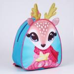Новогодний детский рюкзак для девочки  «Оленёнок с звездой», 23х20,5 см