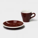 Кофейная пара фарфоровая Magistro Coffee time, 2 предмета: чашка 80 мл, блюдце d=12,5 см, цвет коричневый