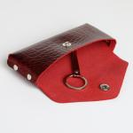 Ключница карманная на кнопке, TEXTURA, длина 15 см, кольцо, цвет бордовый