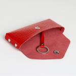 Ключница карманная на кнопке, TEXTURA, длина 15 см, кольцо, цвет красный