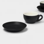 Набор чайный керамический Magistro Matt black, 4 предмета: чашка 210 мл, 2 шт, блюдце d=14 см, 2 шт