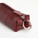 Ключница карманная на молнии, TEXTURA, длина 12,5 см, кольцо, цвет бордовый