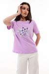 Женская футболка EMOTION DAY «Flower butterfly» Сиреневый