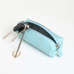 Ключница карманная на молнии, TEXTURA, длина 12,5 см, кольцо, цвет голубой