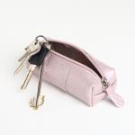 Ключница карманная на молнии, TEXTURA, длина 12,5 см, кольцо, цвет розовый