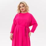 Платье длинное с цельнокроенным рукавом, цвет "фуксия"