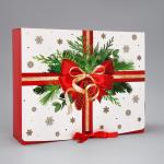 Коробка подарочная «Красный бант, тиснение », 31 х 24,5 х 8 см, Новый год