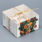 Коробка для капкейка «Хвоя, корица, апельсин», 16 х 16 х 10 см, Новый год