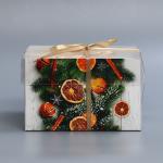Коробка для капкейка «Хвоя, корица, апельсин», 16 х 16 х 10 см, Новый год