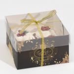 Коробка для капкейка «Чёрно-золотой», 16 х 16 х 10 см, Новый год