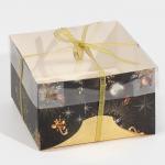 Коробка для капкейка «Чёрно-золотой», 16 х 16 х 10 см, Новый год