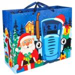 Новый год. Пакет подарочный, 40х49х19 см, упаковка, Синий трактор
