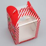 Складная коробка под маленький торт «Новогодний подарок», 15 х 15 х 18 см, Новый год