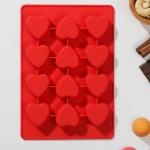 Форма для шоколада Доляна «Сердце с узором», 21_14,5_2 см, 12 ячеек, цвет МИКС