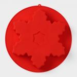 Форма силиконовая для выпечки Доляна «Снежинка», 23_3,5 см, цвет красный