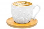 Чашка для капучино и кофе латте 250 мл 11*8,3*7,5 см "Тропики" + дер. подставка