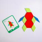 Деревянная игрушка «Развивающий геометрический пазл», 24,5 * 21,3 * 4 см, 24 карточки, 155 деталей