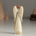 Сувенир полистоун подвеска "Ангел в бежевой блузке с воротничком" 3,5х2х10 см