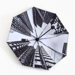 Зонт-трость с внутренним принтом "Большой город", 8 спиц