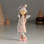 Сувенир полистоун подвеска "Девочка-ангел в розовой шапке" 4,5х2,5х10,5 см