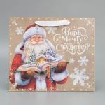 Пакет крафтовый горизонтальный «Дедушка Мороз», ML 27 х 23 х 11.5 см, Новый год