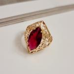 Кольцо коллекция Дубай покрытие позолота вставка иск рубин цвет малиновый