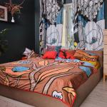 *Покрывало стеганое Iris, 210х220 см, двухстороннее, цвет коричневый синий