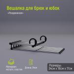 Вешалка для брюк и юбок Доляна, 34?18?17 см, 5 спиц,  раздвижная, цвет хромированный