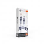 BY Кабель для зарядки Navy microUSB, 1м, Быстрая зарядка 3А, QC, PD 20W, тканевый, синий