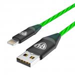 BY Кабель для зарядки Светящийся iP, 1м, 2.4А, Быстрая зарядка, подсв. зеленая, Герои, БАБА ЯГА