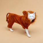 Комбинезон для животных "Лев", размер M (ДС 30, ОГ 40, ОШ 28 см),коричневый