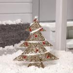 Светодиодная фигура «Ёлка с ягодами» 40 ? 50 ? 10 см, металл, 220 В, свечение тёплое белое