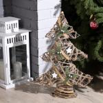 Светодиодная фигура «Ёлка» 38 ? 55 ? 13 см, металл, текстиль, батарейки ААх2 (не в комплекте), свечение тёплое белое