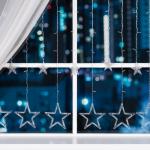 Гирлянда «Бахрома» 2.4 ? 0.9 м с насадками «Звёзды», IP20, прозрачная нить, 138 LED, свечение синее, 8 режимов, 220 В