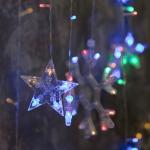 Гирлянда «Бахрома» 2.4 ? 0.9 м с насадками «Снежинки», IP20, прозрачная нить, 150 LED, свечение мульти, 8 режимов, 220 В