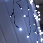 Гирлянда «Бахрома» 3 ? 0.6 м, IP44, УМС, тёмная нить, 100 LED, свечение белое, мерцание, 24 В