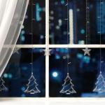 Гирлянда «Бахрома» 2.4 ? 0.9 м с насадками «Ёлки», IP20, прозрачная нить, 138 LED, свечение белое, 8 режимов, 220 В