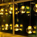 Гирлянда «Бахрома» 2.4 ? 0.7 м с насадками «Шарики», IP20, прозрачная нить, 108 LED, свечение тёплое белое, 8 режимов, 220 В