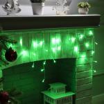 Гирлянда «Бахрома» 1.8 ? 0.5 м, IP20, прозрачная нить, 48 LED, свечение зелёное, 8 режимов, 220 В