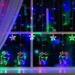 Гирлянда «Бахрома» 2.4 ? 0.9 м с насадками «Олень», IP20, прозрачная нить, 138 LED, свечение мульти, 8 режимов, 220 В