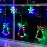 Гирлянда «Бахрома» 2.4 ? 0.9 м с насадками «Колокольчики», IP20, прозрачная нить, 138 LED, свечение мульти, 8 режимов, 220 В