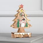 Светодиодная фигура «Ёлка со снеговиком» 12 ? 20 ? 5 см, дерево, батарейки АААх2 (не в комплекте), свечение тёплое белое